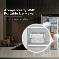 Midea 563 L Inverter Compressor with Multi Air Flow Cooling, Digital Display, Side by Side Refrigerator (MDRS710FGF46, Portable Ice Maker, Frost Free, Bru-Steel Finish)