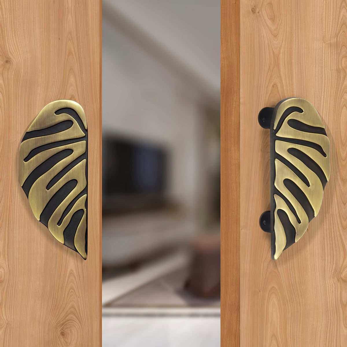 Plantex Heavy Duty Door Handle/6-Inches Leaf Shape Main Door Pull Handle/Pull Push Antique Door Handle/Door&Home Decor(295-Brass Antique Finish)-3 Years Warranty-6