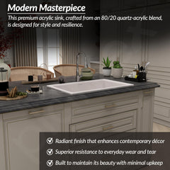 Plantex Undermount Sink for Kitchen/Quartz Acrylic Kitchen Sink with 10 Years Warranty by Plantex/Granite Single Bowl Sinks with Coupling (Rayon 32x20 Inches)-2