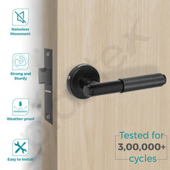 Plantex Heavy Duty Bathroom Door Lock/Mortise Keyless Handle Set for Home/Store Room/Bathroom/Balcony/Office with Baby Latch (Black)-2