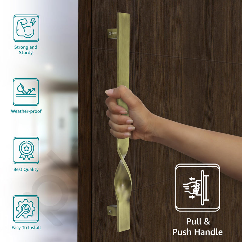 Plantex Heavy Duty Main Door Handle/14 Inch Door Handle for Main Door/Pull-Push Door Handle for Wooden & Glass Door - Pack of 1 (S-110-Brass Antique) - 3 Years Warranty-2