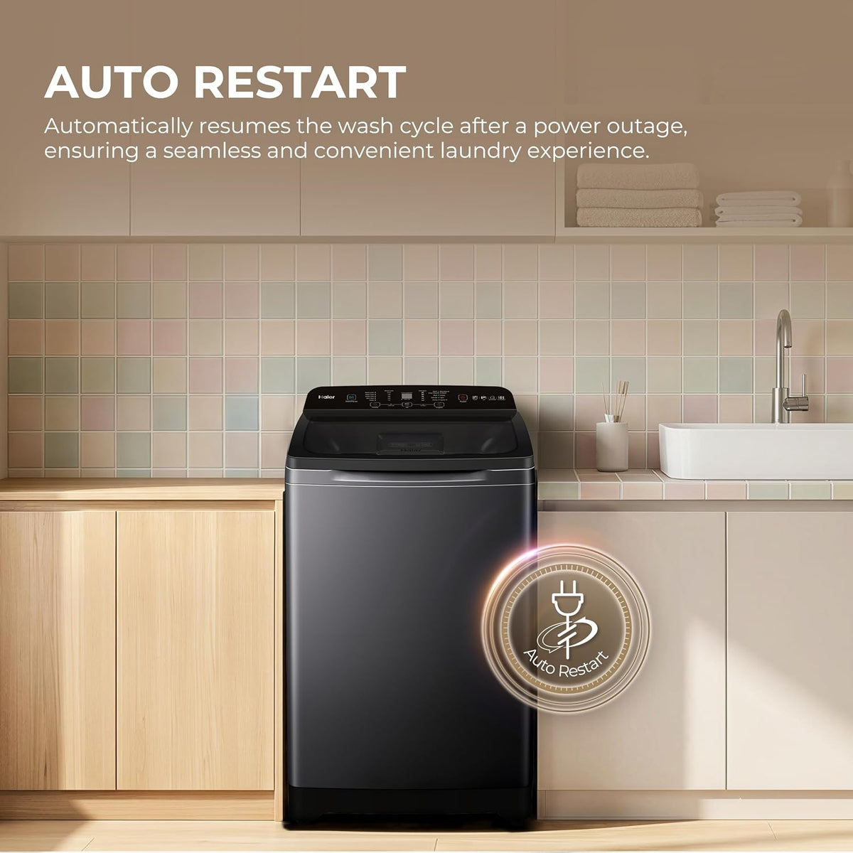 Haier Smart Choice 9 Kg Oceanus Wave Drum 15 Min Quick Wash Fully Automatic Top Load Washing Machine, Dark Jade Silver (ETL90-C8S8) (ETL90-C8S8:NOIDA)-3