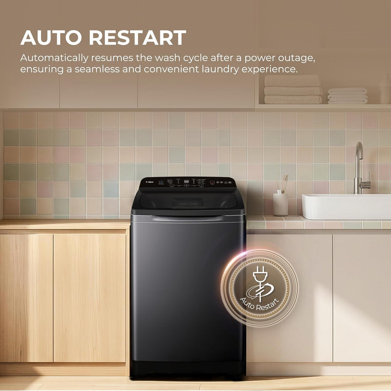 Haier Smart Choice 9 Kg Oceanus Wave Drum 15 Min Quick Wash Fully Automatic Top Load Washing Machine, Dark Jade Silver (ETL90-C8S8) (ETL90-C8S8:NOIDA)-3