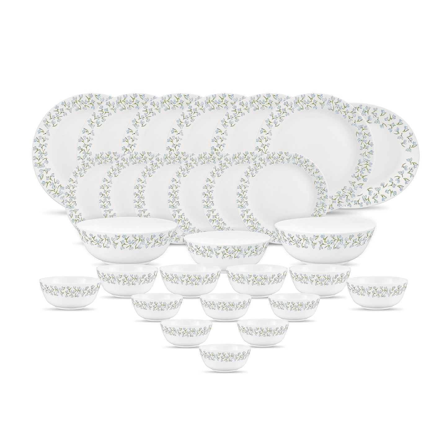 Diva by La Opala, Pearl Collection, Opal Glass Dinner Set 28 pcs, Silky Cluster, White