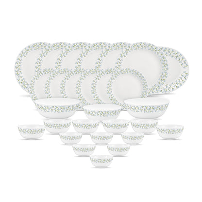 Diva by La Opala, Pearl Collection, Opal Glass Dinner Set 28 pcs, Silky Cluster, White