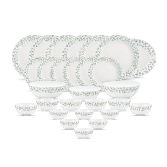 Diva by La Opala, Pearl Collection, Opal Glass Dinner Set 28 pcs, Silky Cluster, White