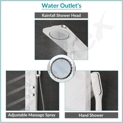 Plantex SS-304 Marble Textured Shower Panel for Bathroom with Showerhead/Hand Shower with Hose Pipe & Clamp/Body Massage Jets/Bathroom Shower System -(KM-8099)-5