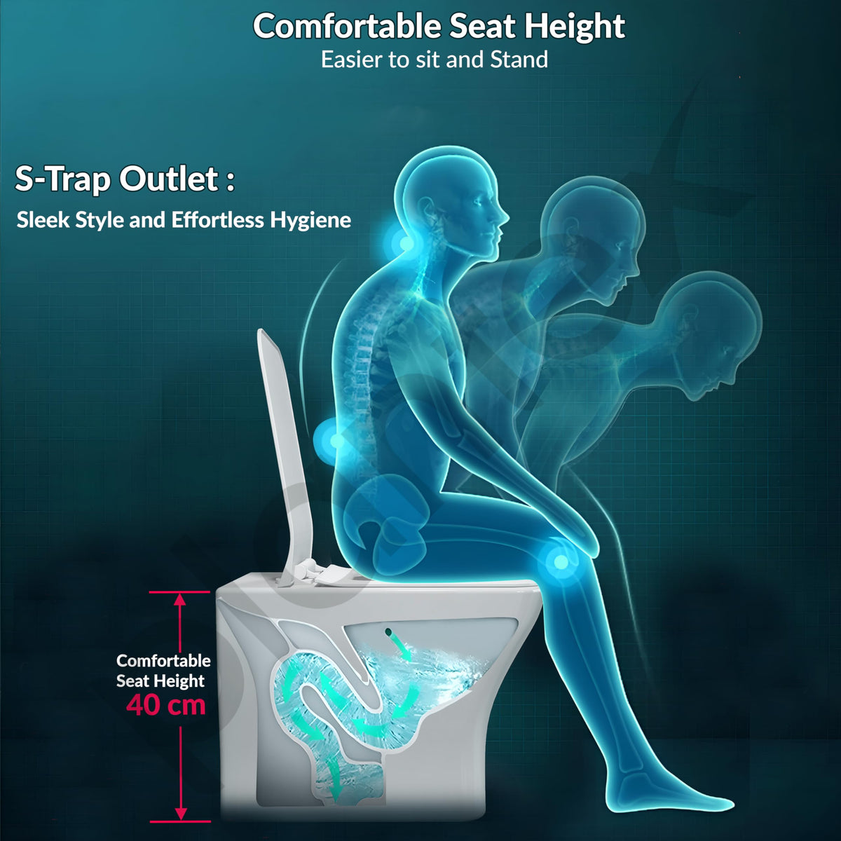 Plantex Platinum Ceramic Commode/Rim Washdown Westen Commode/One Piece Floor Mounted Commode with Soft Close Toilet Seat Cover- S Trap Outlet - (White)-4