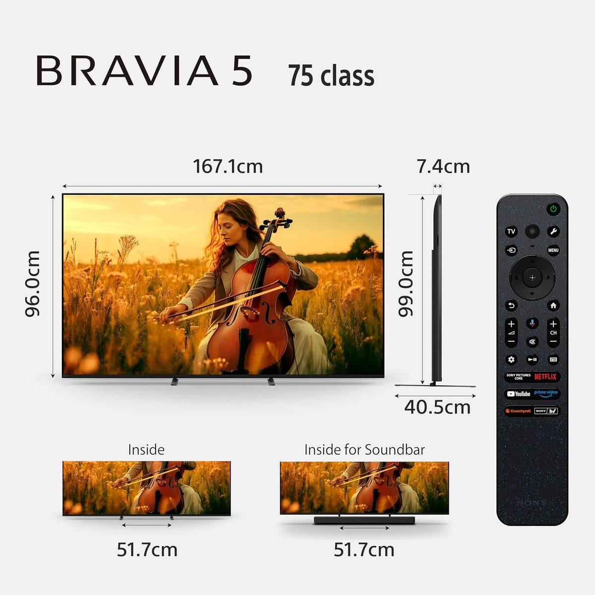 Sony 189 cm (75 inches) BRAVIA 5 Series 4K Ultra HD Smart Mini LED Google TV K-75XR55A-5