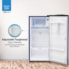 Voltas Beko, A Tata Product 183 L, 2-Star Single Door Direct Cool Refrigerator with Fresh Box Technology (RDC215C / 2S0XER0M0000GO, Hairline Blue)-5