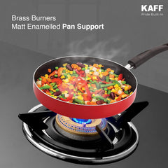 Kaff CTC 77 3B Gas Stove/Cooktop 4 Burners with Auto Electric Ignition 77 CM, High Efficiency Brass Burners, Black Tempe