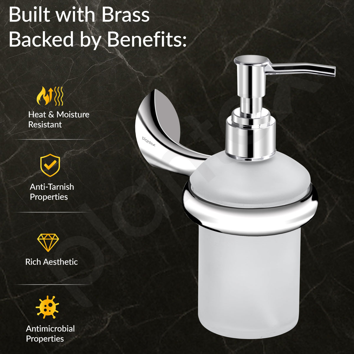Plantex Smero Pure Brass Made Handwash Holder for Wash Basin/Liquid Soap Dispenser/Shampoo Dispenser - Craft (Chrome)-2