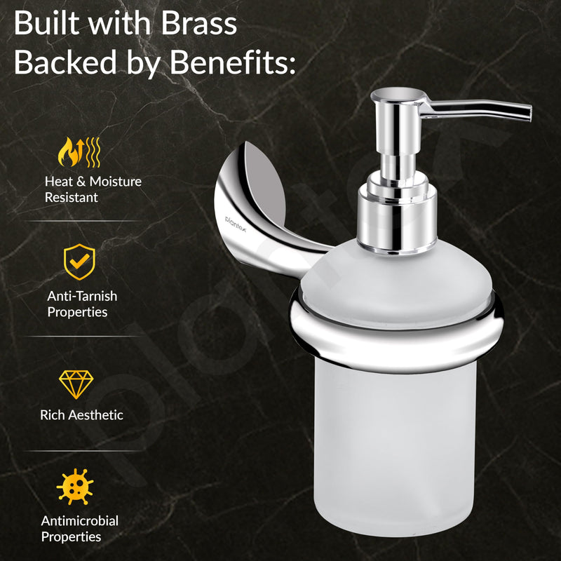 Plantex Smero Pure Brass Made Handwash Holder for Wash Basin/Liquid Soap Dispenser/Shampoo Dispenser - Craft (Chrome)-2