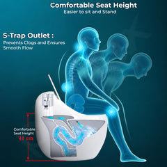 Plantex Imported Platinum Ceramic Western Commode/S Trap Siphonic Vaccum Jet Flush/Rimless One Piece Commode with Soft Close Seat Cover/Western Water Closet for Bathroom (White)-5