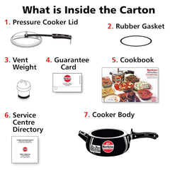 Hawkins Pressure Cooker Contura Hard Anodized Extra Thick Base for Induction, 3.5 L (Black)