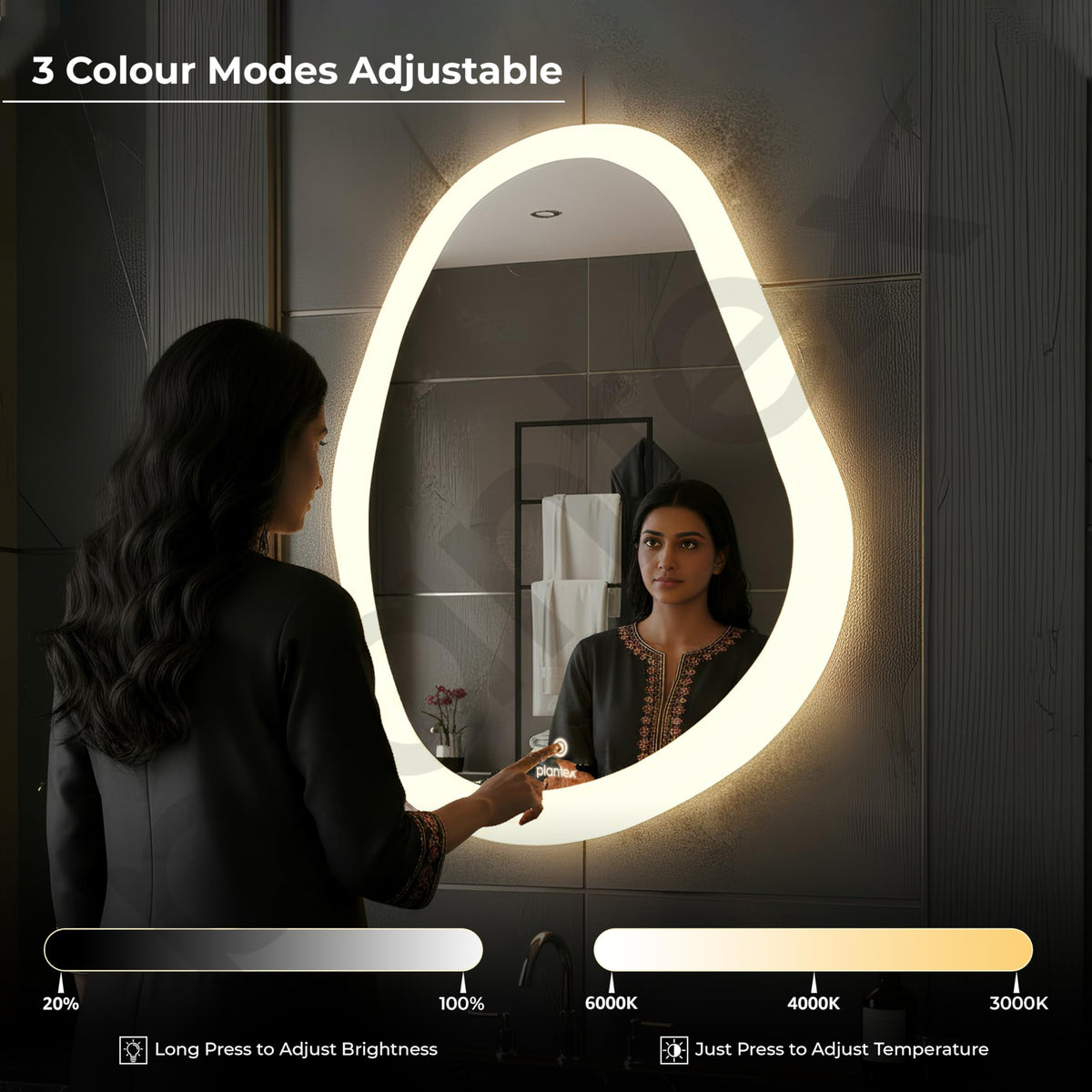 Plantex LED Bathroom Mirror with 3 Tone/Designer Mirror for Living Room/Bedroom/Dressing Room - Oval Shape (18 x 24 Inch) (Model APS-1465)-4
