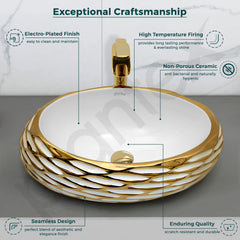 Plantex Table Top Wash Basin For Bathroom/Designer Ceramic Basin/Countertop Vessel Sink Basin - Indo-European Collection (EQTT-593, 23.5 x 15 x 7 Inch)-3