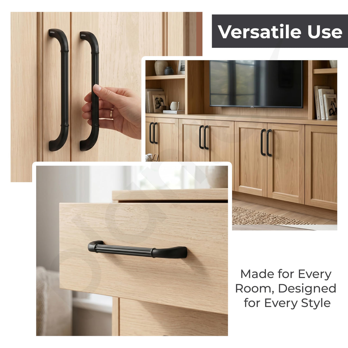 Plantex Cabinet Handle/160mm Handle for Drawer/Wardrobe/Kitchen Handle/Pull-Push Handle for Home/Office - Pack of 2 (Black) (Model APS-PH-105)-5