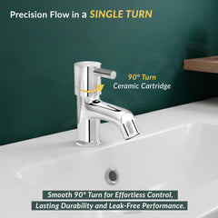 Plantex Brass Spindle Pillar Tap for Wash Basin with Water Saving Aerator/Tabletop Wash Basin tap/Bathroom Tap-(MKS-1273-Chrome)-5
