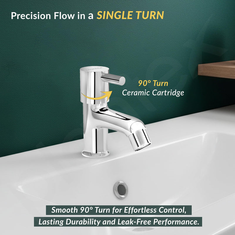 Plantex Brass Spindle Pillar Tap for Wash Basin with Water Saving Aerator/Tabletop Wash Basin tap/Bathroom Tap-(MKS-1273-Chrome)-5