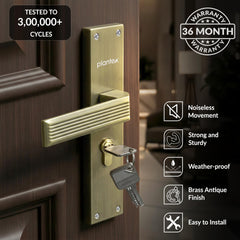 Plantex Stainless Steel Door Lock Handle Set/ 6-Lever Lock Mechanism with 3 Years of Warranty/Mortise Lock with 3 Keys, Brass Lock Body & Cylinder - (DTM-661, Brass Antique)-2