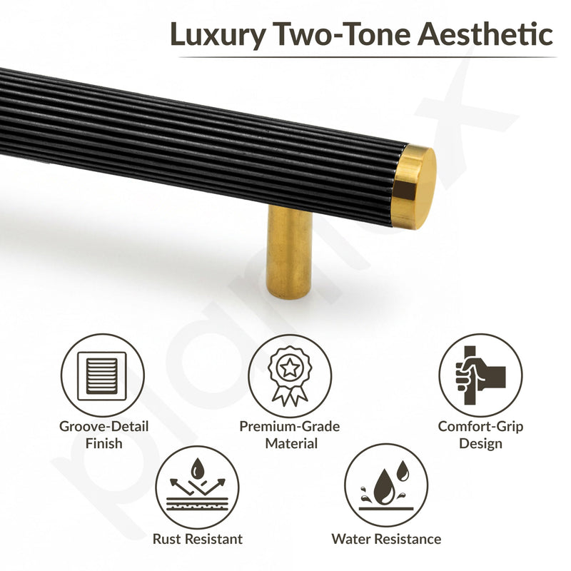 Plantex Stainless Steel & Aluminium Cabinet Handle/600mm Wardrobe Door Handle/Cupboard Pull-Push Handles for Home/Office - Pack of 2 (Black & Gold)-2