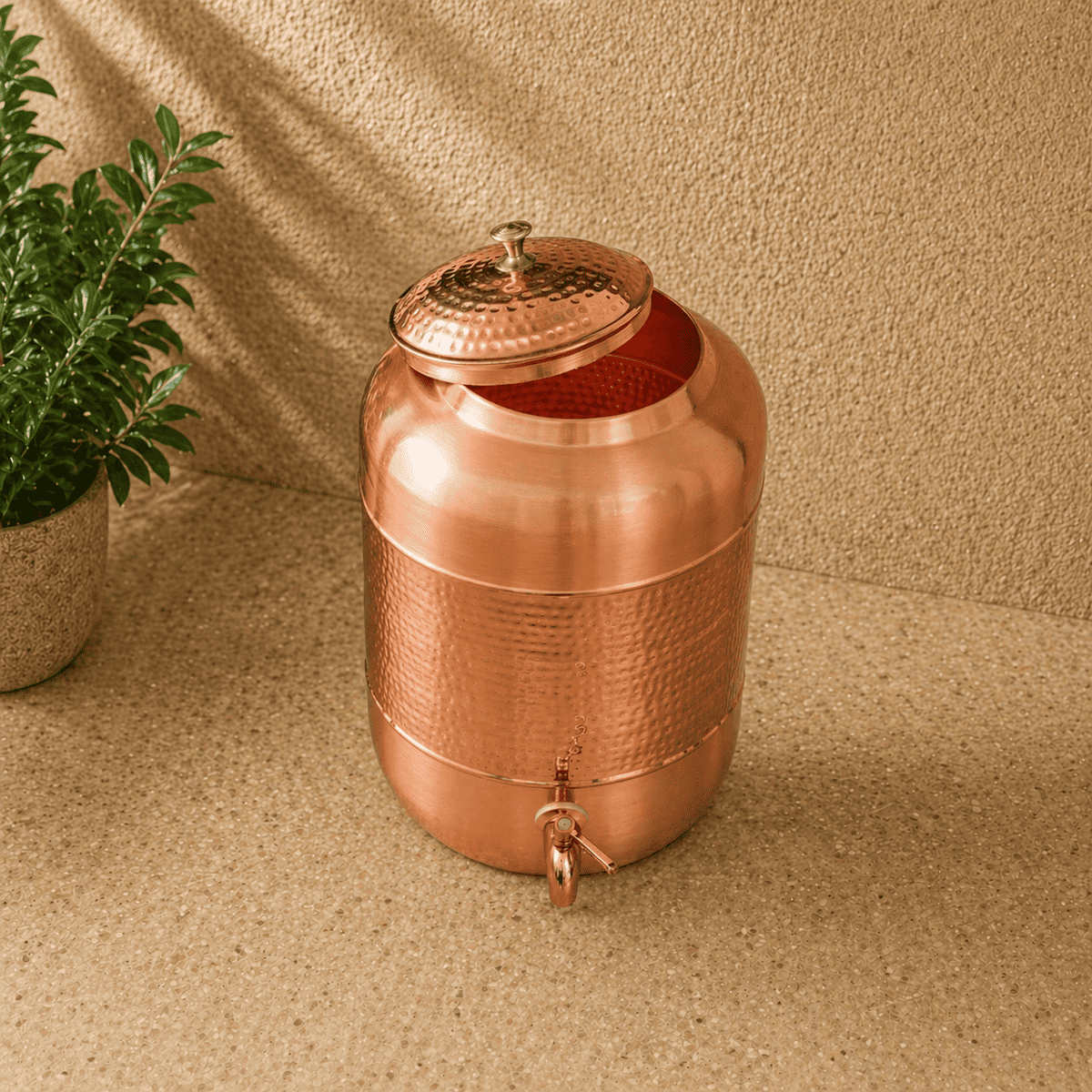Copper Half Hammered Water Dispenser