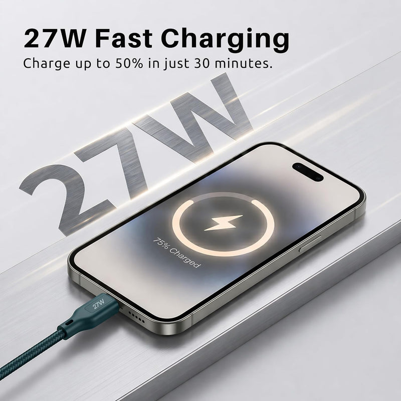 Philips DLC4150LT/94 27W iPhone Original Type-C to Lightning Fast Charging Cable (1.5m, Crystal Teal)