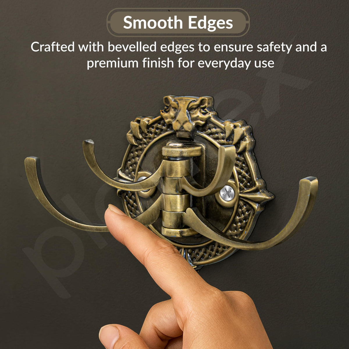 Plantex Zinc Alloy, Antique Robe Hook, Cloth-Towel Hanger Bathroom Accessories (Brass, Lion)-6