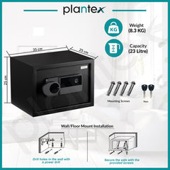 Plantex 23 Litre Digital Safe Locker for Home/Safe Locker Box with Touchscreen Panel/User Dual Code Access with Emergency Key Locks/Locker for Home Jewellery/2 Years Warranty By Plantex (Black)-4