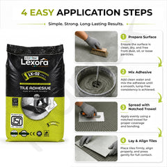 Plantex Lexora Tile Adhesive for Terracotta/Ceramic & Quarry Tiles/Polymer Modified Cement Adhesive for Floor & Wall Tiles Fixing/ Kitchen & Bathroom‚ Use - 20kg (LX-02, Grey)-4