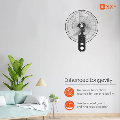 Orient Electric 450mm Tornado - Wall II Fan (Black Metal)