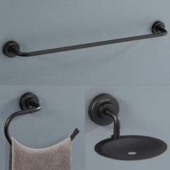 Plantex 304 Grade Stainless Steel Bathroom Accessories Set of 3 - Towel Hanger/Napking Holder/Dual Soap Holder for Bathroom - Daizy (Black)-1