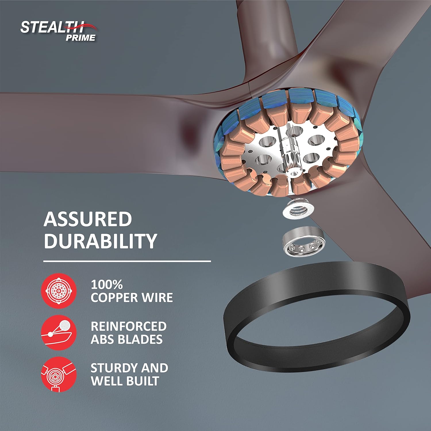 Havells 1200Mm Stealth Prime Bldc Motor Ceiling Fan|Most Silent&Premium, 5 Stars With Rf Remote, 100% Copper|Upto 55% Energy Saving, Timer, Memory Backup|(Pack Of 1, Marbel Dusk)