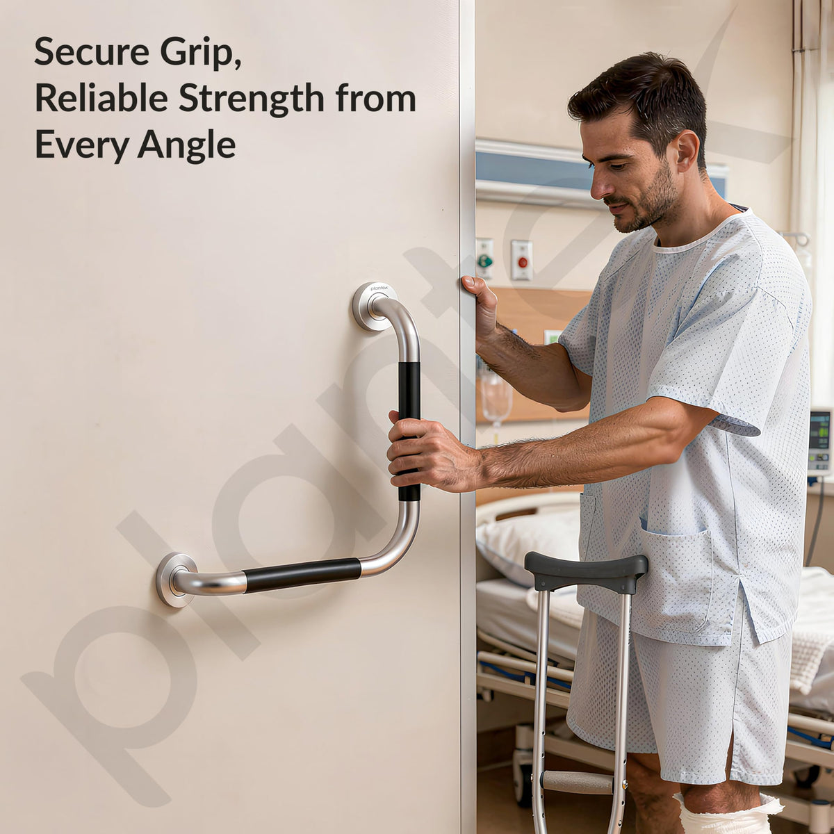 Plantex L-Shape Bathroom Handle for Senior Citizen/Grab Bar for Toilet/Wall-Mounted Safety Handle Made of 304 Grade Stainless Steel - Pack of 1 (Chrome & Black)-6