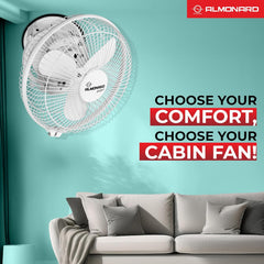Almonard 300mm High Speed Cabin Fan, High Velocity Blades, Single Speed Setting, Cabin Fan for Office, Retail Kiosks, Available in White