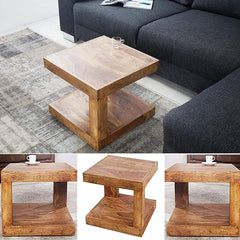 Sheesham Wood Walnut Finish Coffee Center Table for Living Room (45 x 45 x 40 cm, Brown)