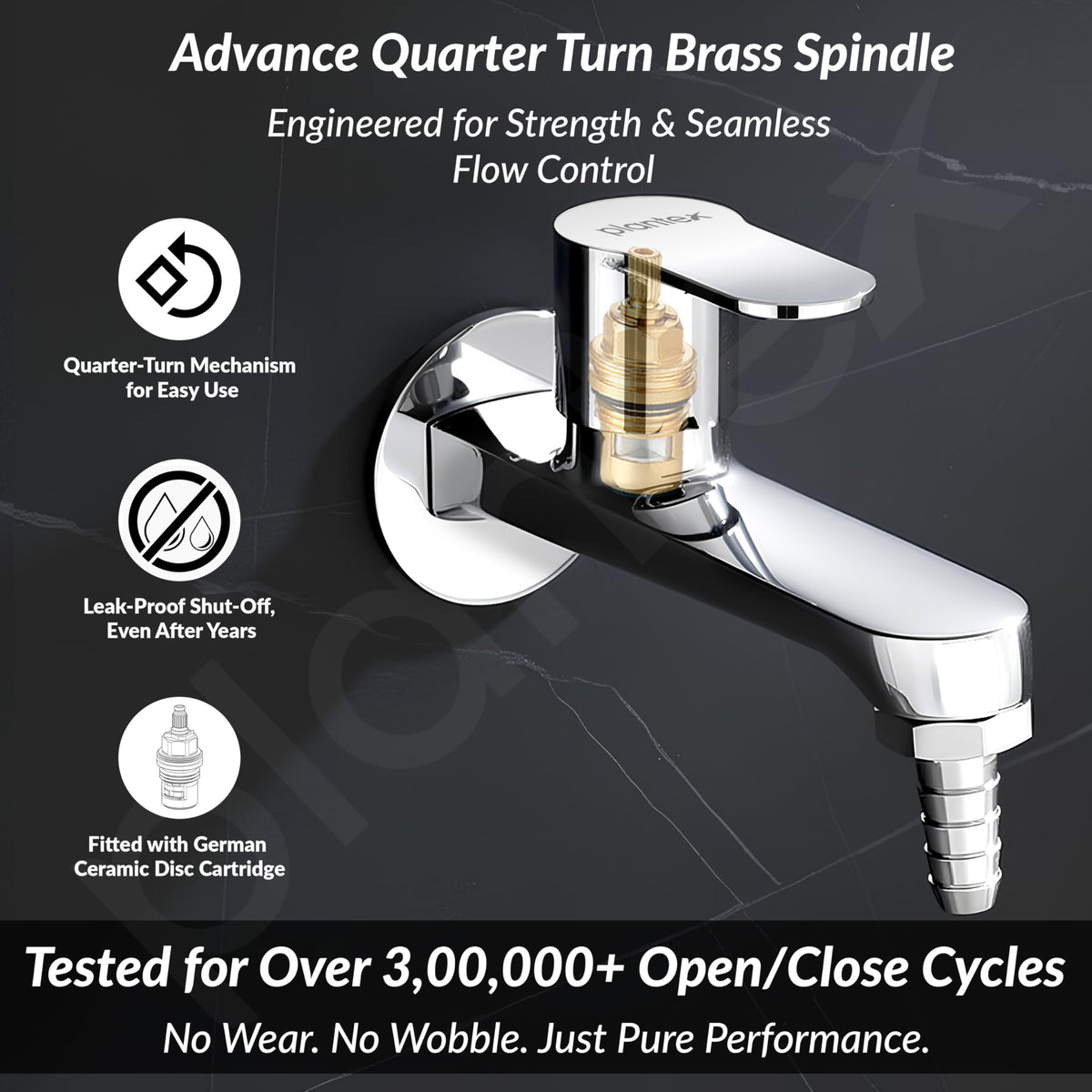 Plantex Pure Brass Nozzle Bib Cock Faucet/Pipe Fitting Taps/Wall Mount Tap for Washing Machine and Garden Pipes with Teflon Tape & Wall Flange - 7 Year Manufacturer's Warranty(APS-2604)-2