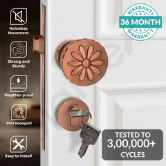 Plantex Heavy Duty Door Lock/Main Door Mortise Lock Handle/Handle Set for Home/Office/Door Accessories (Rose Gold)-2