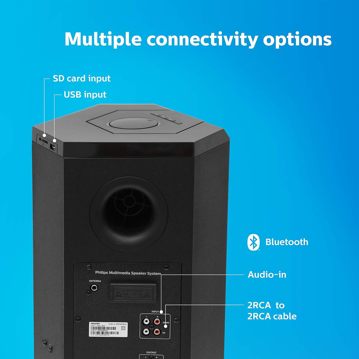 Philips Convertible Soundbar MMS8085B, 2.1 Channel with Multipoint-Connectivity Option, USB in