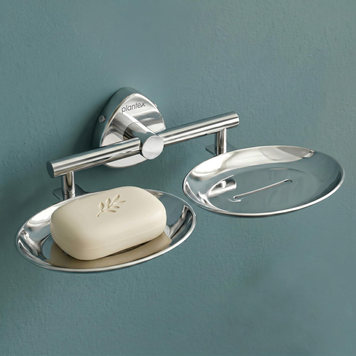 Plantex J4 Stainless Steel Double Soap Dish for Bathroom/Soap Holder for Bathroom/Wall Mounted Soap Holder/Bathroom Accessories (Chrome Finish) Angel-1