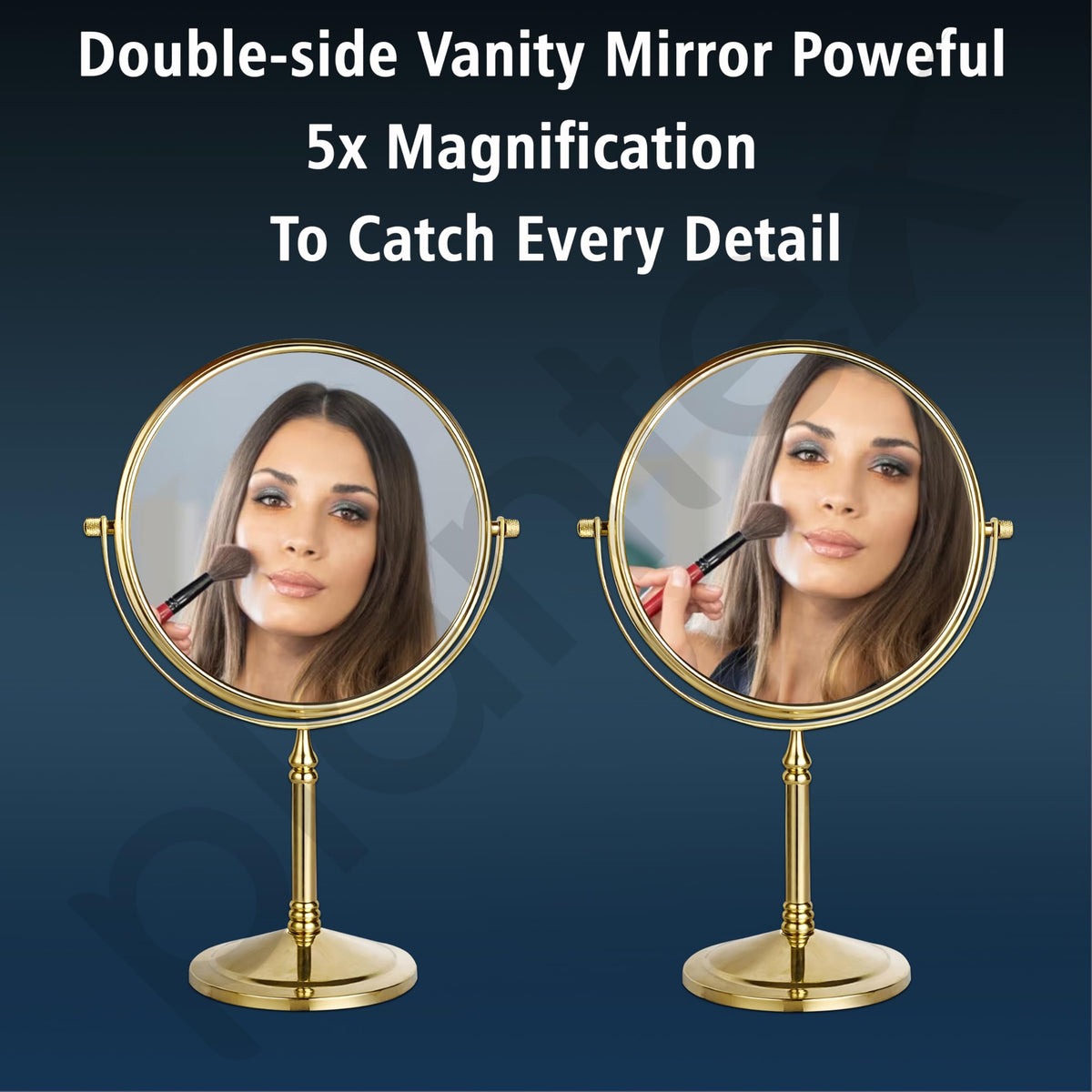 Plantex Premium Brass Magnifying Mirror/Two-Sided 360° Swivel Makeup Mirror with 5x/1x Magnification/Table Mirror (8 Inch-Golden/Tabletop)-3