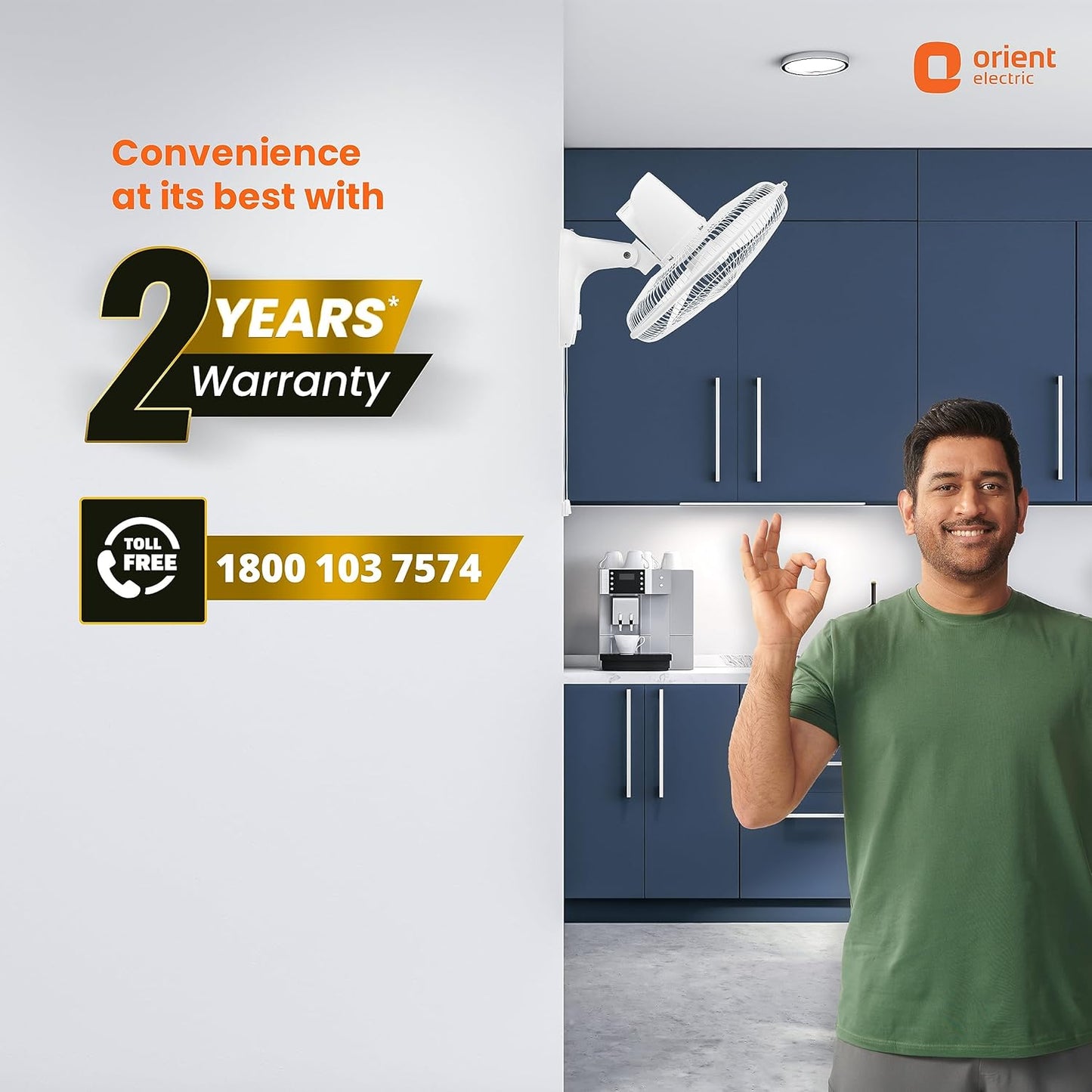 Orient Electric 400 MM Wall-44 Wall Fan | Wall Mount Fan for Home & Kitchen | Powerful Motor with High Air Delivery | Smooth Oscilation, 3-Speed Control | 2 Years Warranty by Orient | Crystal White