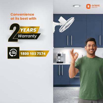 Orient Electric 400 MM Wall-44 Wall Fan | Wall Mount Fan for Home & Kitchen | Powerful Motor with High Air Delivery | Smooth Oscilation, 3-Speed Control | 2 Years Warranty by Orient | Crystal White