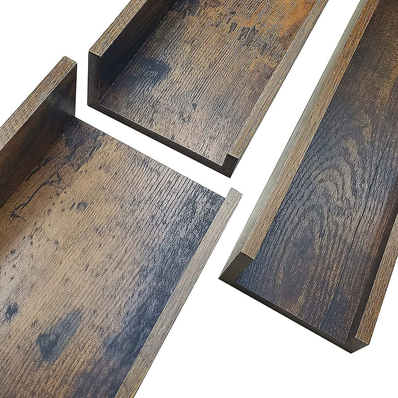 Sheesham Wood Wall Mounted Rustic Large Picture Ledge Floating Wall Shelf - (Set of 3) (36 INCHES)