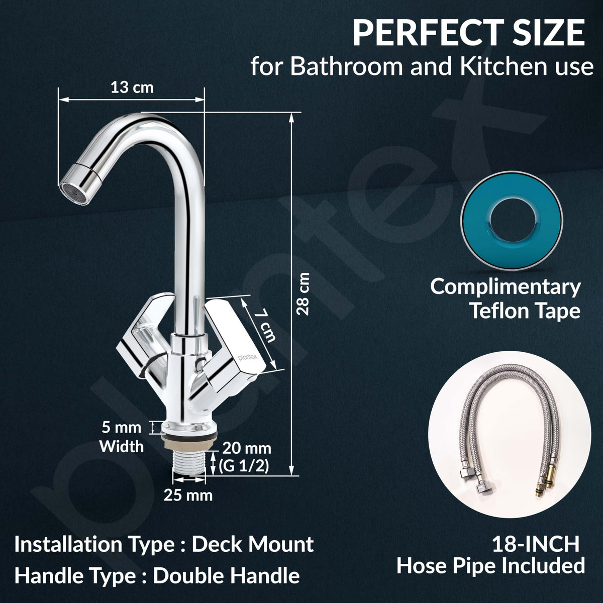 Plantex Brass Spindle Wash Basin Tap with Water Saving Aerator/Basin Mixer for Bathroom/Sink Tap for Kitchen Basin -(Saga-Chrome)-4