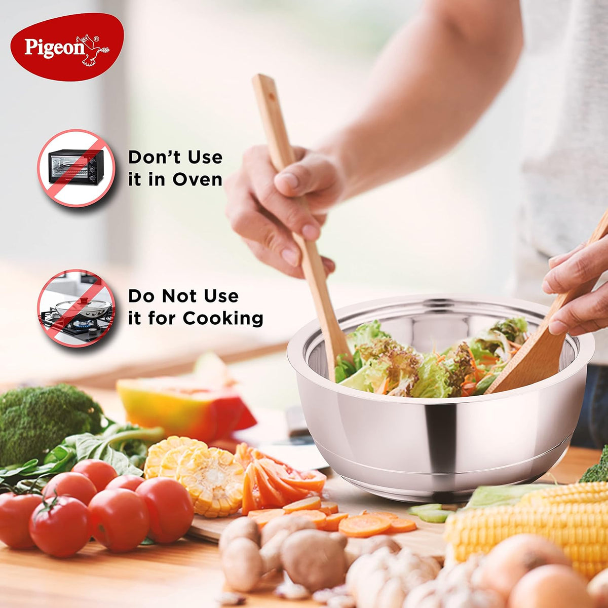 Pigeon Stainless Steel Serving Gravy Pot/Casserole 2700 ml Double Insulated Wall with Glass Lid to Your Food Warm for Lo