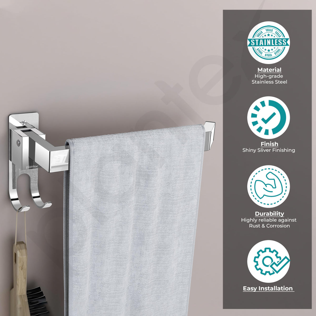 Plantex Stainless Steel Folding Towel Ring for Wash Basin/Towel Hanger for Washbasin/Towel Holder/Bathroom Accessories (Chrome)-4
