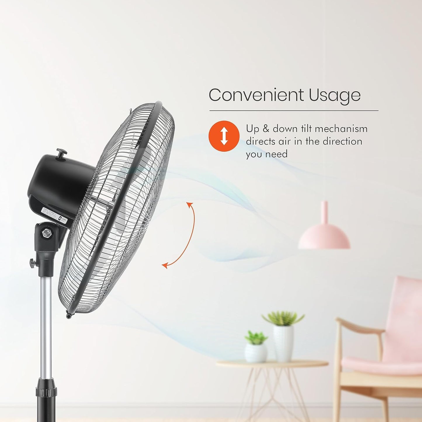 Orient Electric 450mm Tornado Pedestal Fan for home | Powerful Motor, High Air Delivery |3-Speed Control, High Speed Stand Fan | Metal Body, Telescopic Arrangement| 2 Years Warranty by Orient | Black