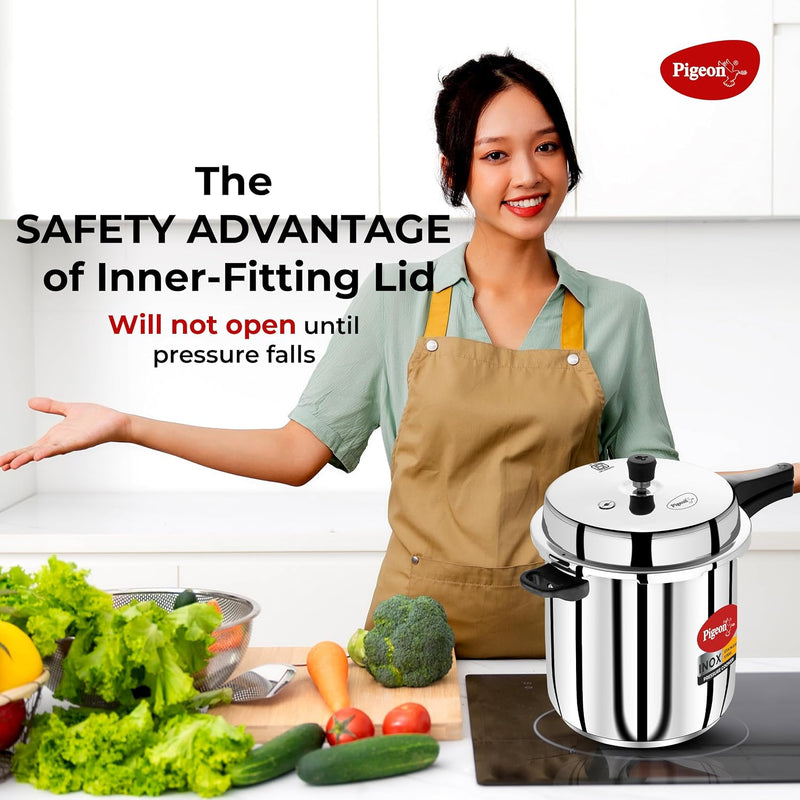 Pigeon by Stovekraft Inox Stainless Steel Pressure Cooker (Large)